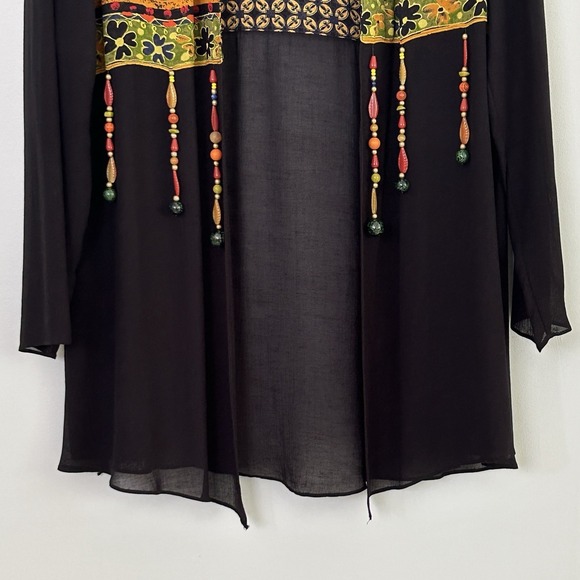Dorothy Schoelen Platinum Vintage Medium Black Multi Long Sleeve Sheer Jacket - Picture 4 of 16